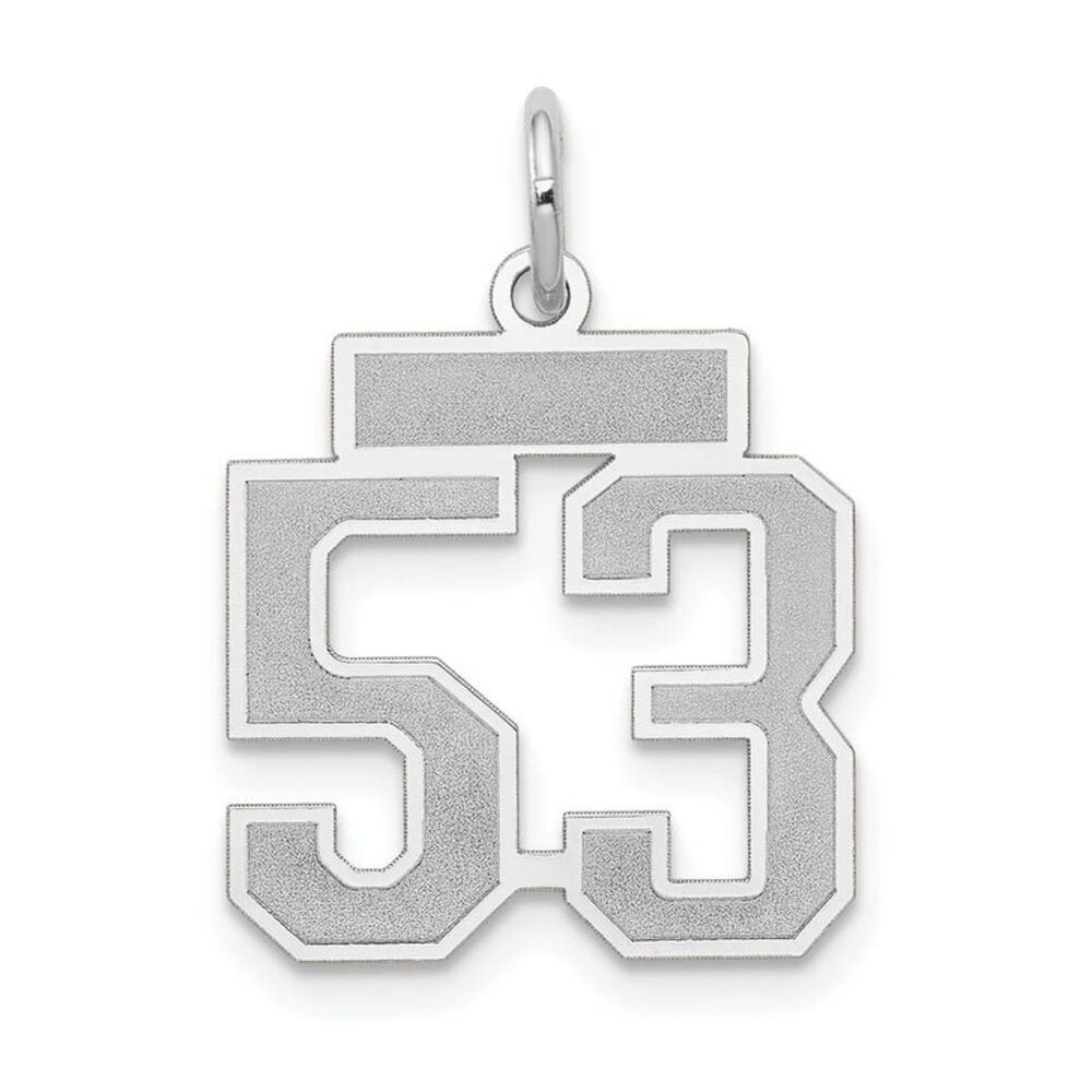 14k White Gold, Jersey Collection, Small Number 53 Pendant